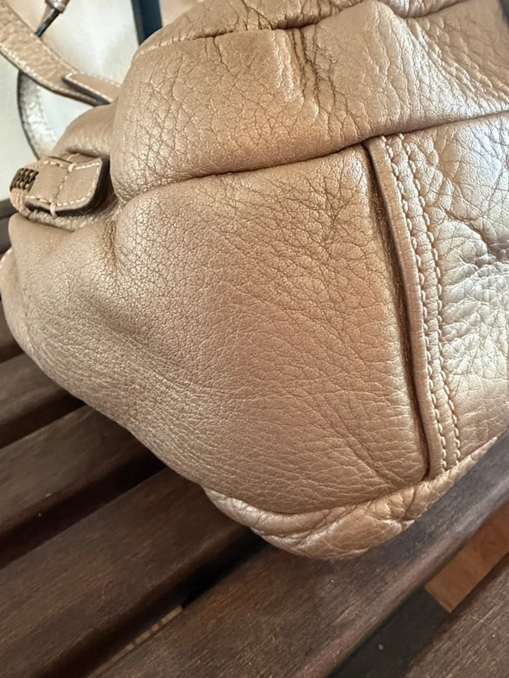 Coach Bonnie Metallic Pebble Leather Satchel - Picture 11 of 16